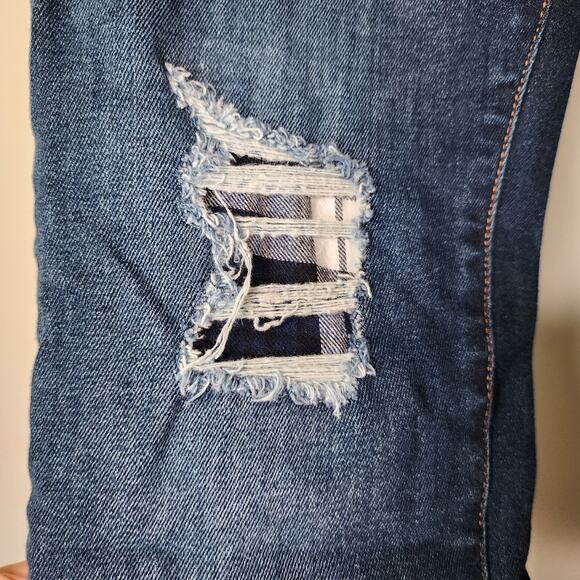 Driftwood Jackie Skinny Jeans Dark Wash Plaid Distressed Denim 28 - Picture 4 of 10